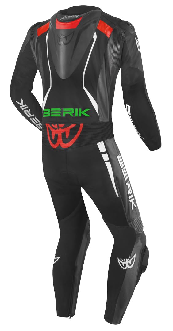 Berik Absolute GP Tuta in pelle da moto monopezzo, nero/rosso/verde, 50