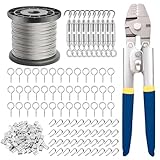 TooTaci 30M Drahtseil Crimpwerkzeug Set, 1,5mm Edelstahlseil mit Swager-Crimpwerkzeug, 2-in-1 Schneid- & Crimpzange, Ideal für Rankgitter, Zaun- und Geländermontage