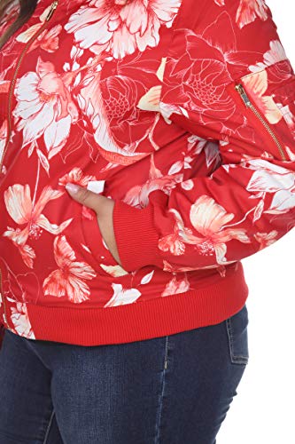 Women's Plus Size Classic Bomber Jacket with Zipper and Design3