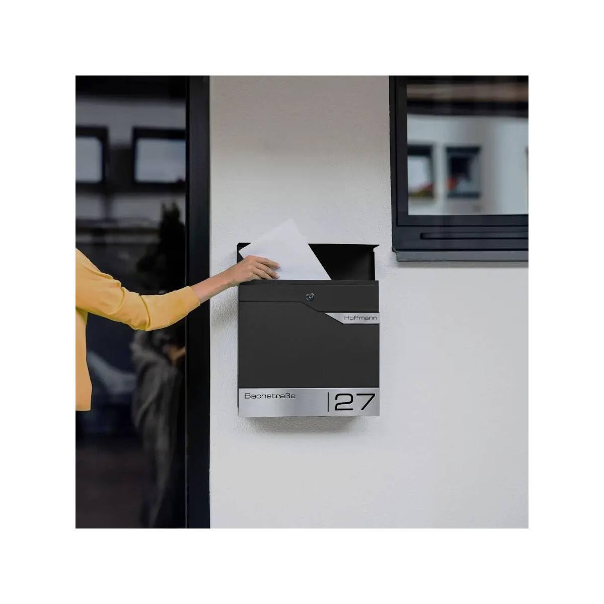 Albrecht Metzler Cassetta postale doppia Nero RAL 9005 acciaio inox anticorrosione