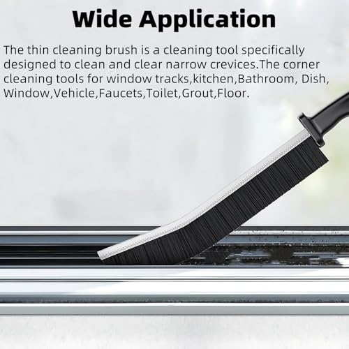 Image of Hard Bristle Cleaning Brush Set - Small, Crevice & Grout Brush for Tight Spaces, Corners, Kitchen Windows, Shower, Toilet & Faucets - 4 PCS