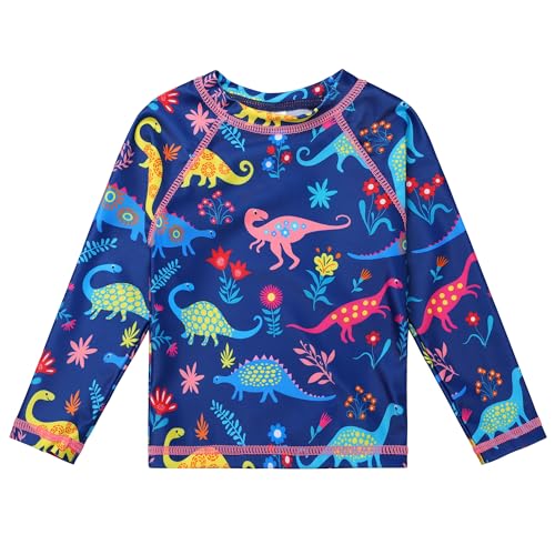 Image of XFGIRLS Girls 2-Piece Swimsuit Long Sleeve Rash Guard Set Toddler 6M-8Y | UPF 50+ blocks 98% UV, Quick-dry, Easy on /off, Bright colors stand out, Machine wash, Breathable, Beach, swim, water park