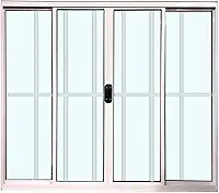 Janela de Correr 4 Folhas com Grade 100 X 120 Linha Esmeralda – Alumínio Branco com Vidro Liso 3mm - Lumineziri Esquadrias
