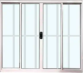 Janela de Correr 4 Folhas com Grade 100 X 120 Linha Esmeralda – Alumínio Branco com Vidro Liso 3mm - Lumineziri Esquadrias