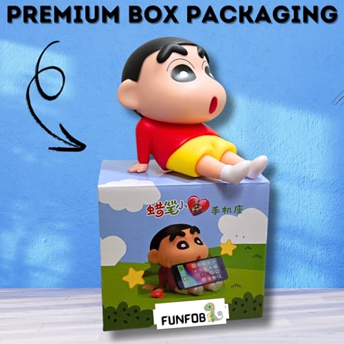 Image of FUNFOB Shinchan Action Figure | Shin chan Figurine Cartoon Figures Toys for Boys & Girls PVC Multicolour (Shinchan Mobile H with Box (White))