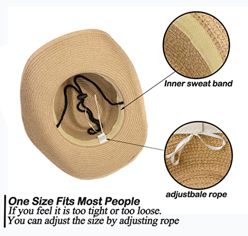 Toddler Straw Cowboy Cowgirl Hat for Boys Girls Western Straw Sun Hat with Chin Strap (2-4T;5-9T)3