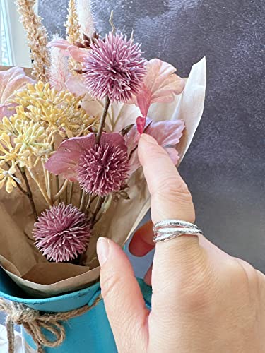 Minddha Pure Sterling Silver Rings - Crisscross Rings For Women - Interlocking Silver Rings - 925 Silver Triple Row Ring - Stylish Hammered Handmade Ring - Christmas, Valentines, Birthday, Women's Day, Mothers Day Gifts - Made In Israel, Each Band 2.5Mm Size 7 #TOP4