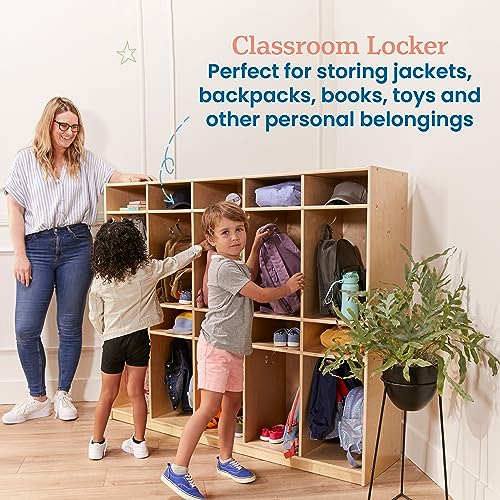 ECR4Kids 10-Section Storage Locker, Classroom Furniture, Natural