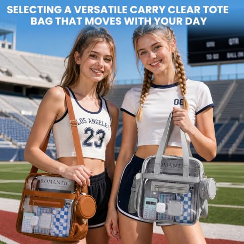 Image of Clear Tote Bag 12x6x12 Stadium Approved Transparent Crossbody Bag with Multi Pockets for Sports Concerts