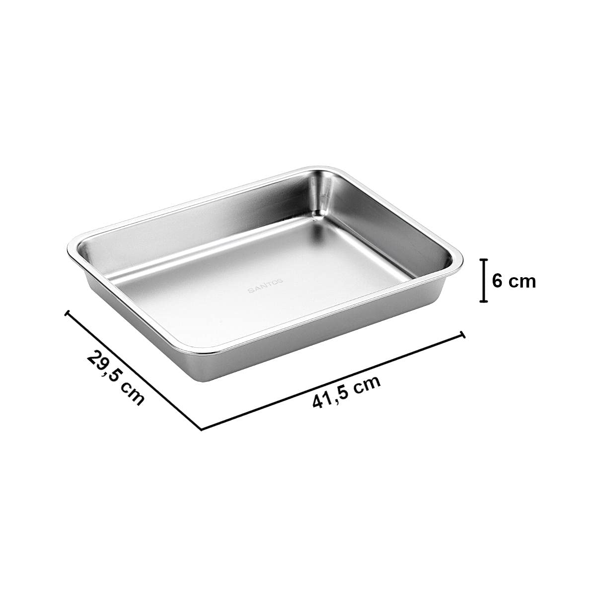 SANTOS Edelstahl Grillschale - Auffangschale 41,5x29,5x6cm - Robuste Grillpfanne - Perfekt für Gemüse, Fisch & mehr - Leicht zu reinigen - BBQ Zubehör