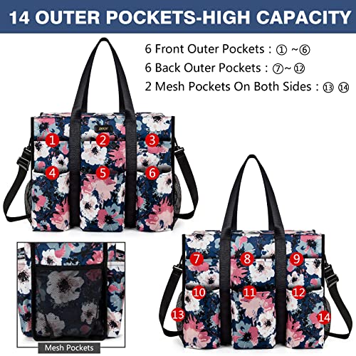 Image of IBFUN Utility Tote Bag with 24 Pockets, Large Teacher Tote for Women with Laptop Compartment, Travel Tote Bag with Zip Top