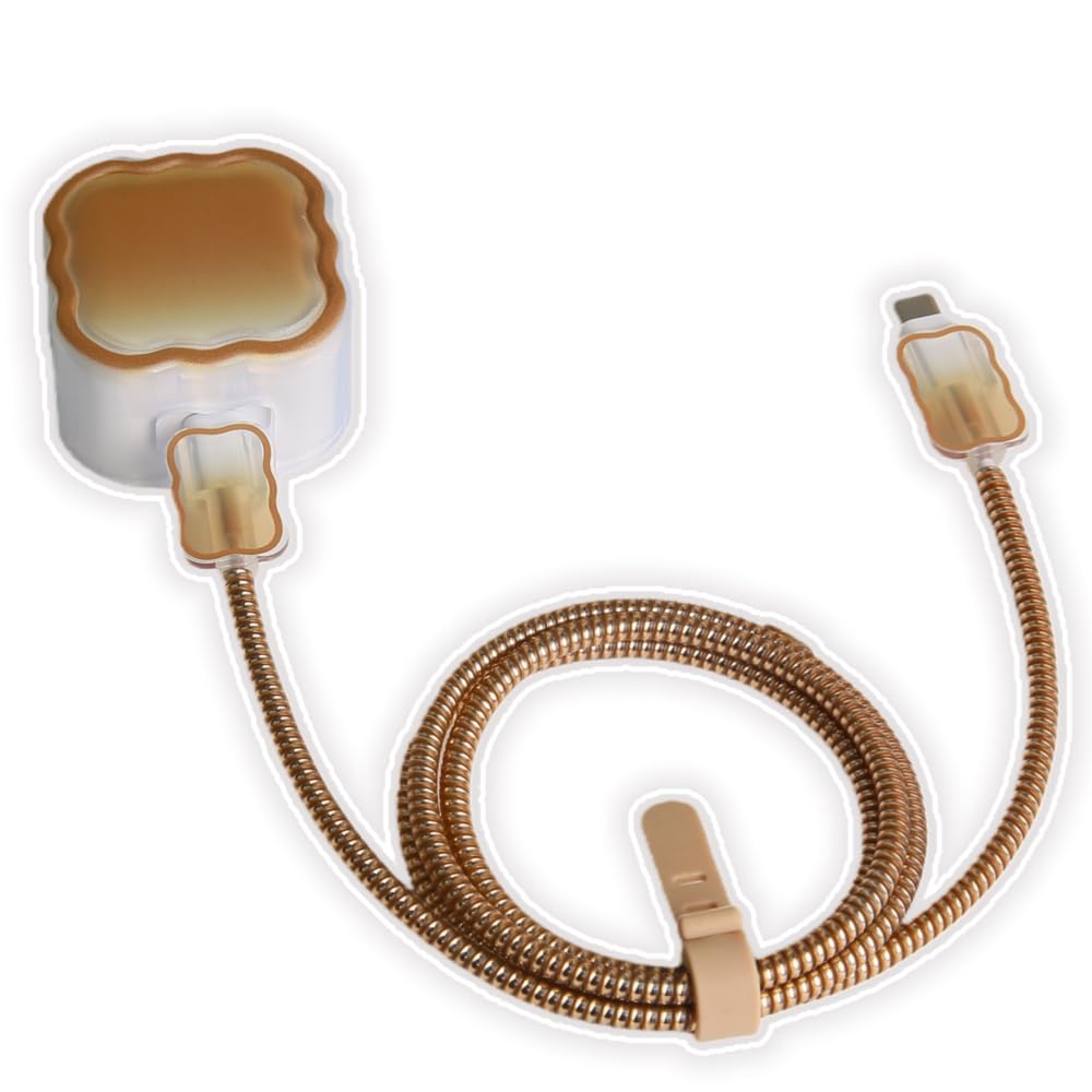 Charger Cover Compatible with Apple 40W Dynamic USB-C Power Adapter, Girly Waves Design Charger Cable Protector Case Sleeve for iPhone 17/16/15 Pro/Max, MacBook Air 13/13.6/15, Brown