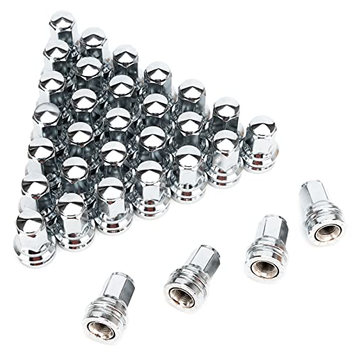 Image of 32PCS M14x1.5 Lug Nuts Fit for 2017-2024 Ford F250 F350 Super Duty Replace HCPZ-1012-A HCPZ-1012-B - Wheel Accessories Parts Set (Chrome)