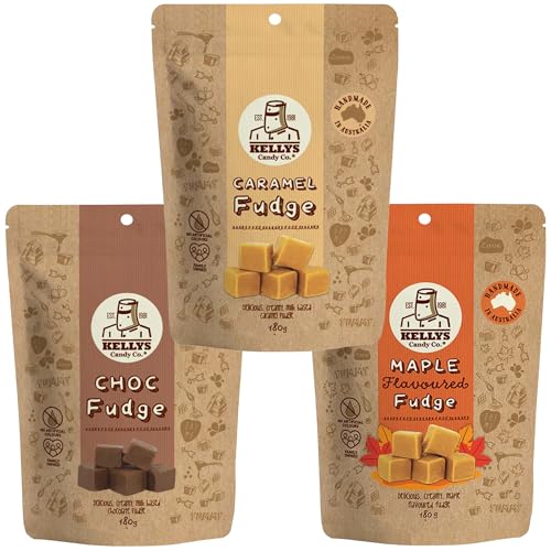 Kellys Candy Co Fudge Bundle Pack | Maple | Caramel | Chocolate | 540 GRAMS TOTAL