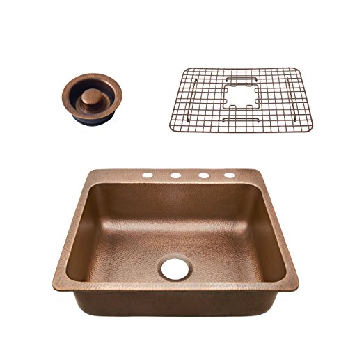 Review Product Sinkology SK102-25AC4-WG-D Rosa 25 in. 4-Hole Kit with Bottom Grid and Disposal Flange Kitchen Sink, 25 x 22 x 8, Antique Copper Review Product Sinkology SK102-25AC4-WG-D Rosa 25 in. 4-Hole Kit with Bottom Grid and Disposal Flange Kitchen Sink, 25 x 22 x 8, Antique Copper