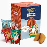 FOOD crew 10x Weihnachtsmann & Co. KG Weihnachtsglückskekse - 3 Motive - Glückskekse Weihnachten mit Spekulatius Geschmack - Einzeln Verpackt mit deutschen Sprüchen - Vegan - Made in Germany