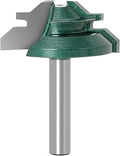 Mesee Industrial Grade 45 Degree Drawer Lock Miter Router Bit 1/4 Inch Shank Joint Milling Router Bit 1/2 Inch Stock Woodworking Milling Cutter Tool, 1-3/8 Inch Cutting Diameter