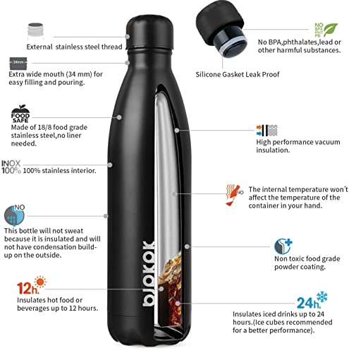 Image of BJPKPK 25 oz Insulated Water Bottle, Stainless Steel Flask, Leak Proof