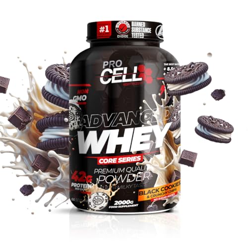 WheyCore | Proteinas Whey (2kg) Sabor Black Cookies, Zero Azúcar, 21g de Proteina, 66 Servicios - Whey Protein - Concentrado y Aislado de Suero - Proteinas para Masa Muscular en Polvo para Batidos
