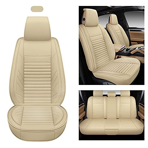 AOOG Beige Leatherette Car Seat Covers Universal Fit SUV Pick-up Truck