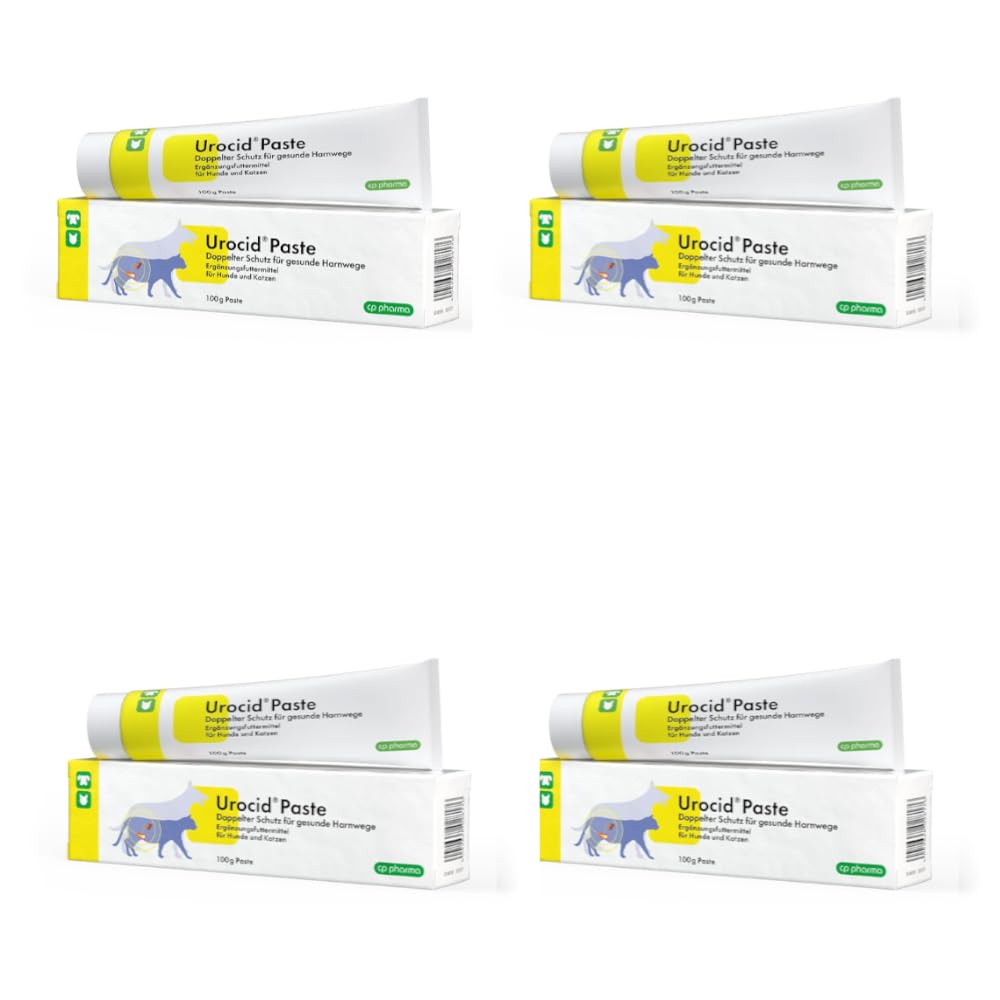 cp-pharma Urocid Paste | 4er Pack | 4 x 100 g | Diät-Ergänzungsfuttermittel für Hunde und Katzen | Bei Blasenbeschwerden | Mit Methionin & Cranberry