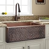 Signature Hardware 904835-30 Weave Design 30' Single Basin Copper Farmhouse Sink