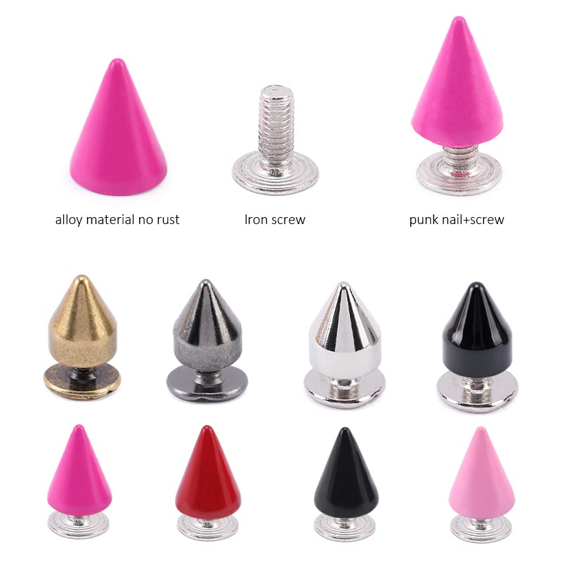 Juego de remaches de botones punk, tachuelas cónicas para ropa, manualidades DIY, remaches de ropa Punk geniales para artesanía de cuero hecha a mano-10-20 color metal