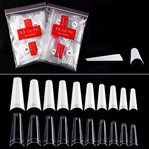 COSLIFESTORE- 500 false tips ballerina shape false nails for nail extension- gel nails or acrylic- long (NATURAL)-image-12