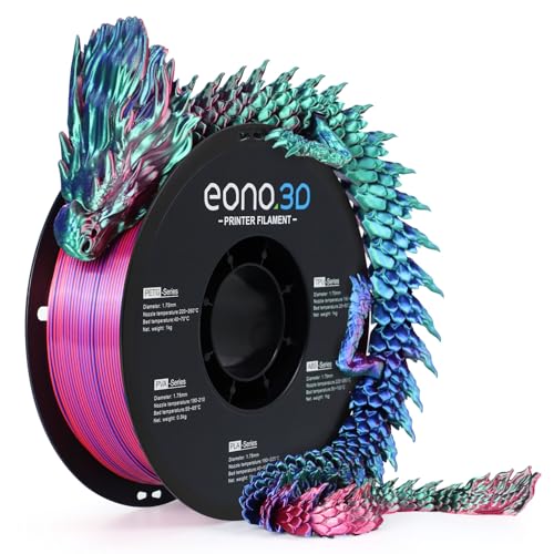 Image of Silk Tri-Color PLA Filament 1.75mm, Coextruded 3D Printer Filament, Color Changing Rainbow Silk PLA, Ultra Glossy Multicolor Printing PLA, Tangle Free, ±0.03mm, 1KG Spool, Red Blue Green