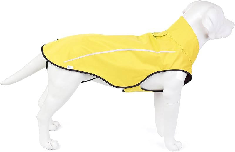 Capa de Chuva para Cães Mile High Life Amarela com Ajuste, Forro Respirável e Faixa Refletiva — Tamanho M