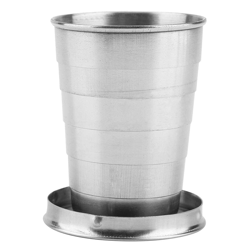 Fdit Taza plegable plegable al aire libre portátil del acero inoxidable para acampar que viaja con el llavero((6 plegables, 60ml))