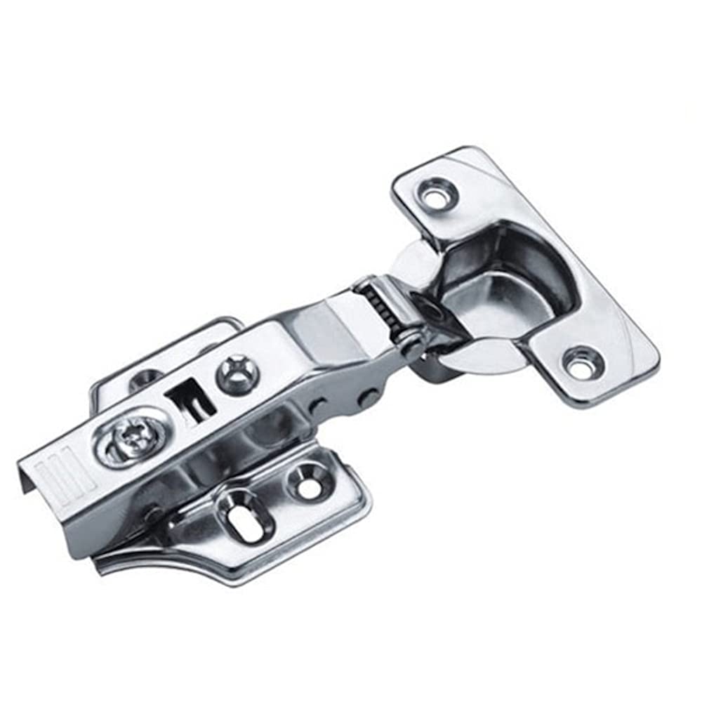 Merriway BH06224 (10 Pcs) Clip-On Kitchen Cabinet Wardrobe Hinges, Cruciform Plate Zinc Plated, Half Overlay 35mm 95 Degree