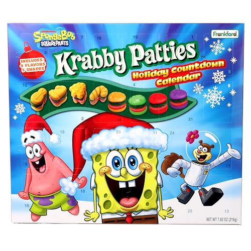 Frankford SpongeBob SquarePants Advent Calendar-24 Days of Krabby Patty Treats, Countdown to Christmas, 7.62 Ounces