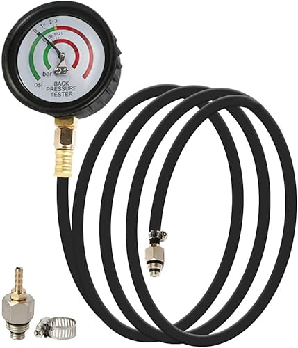 DUOYI Probador de presión trasera de escape de 2.5 pulgadas, medidor de presión HD, kit de manómetro trasero de escape con manguera de 6 pies,