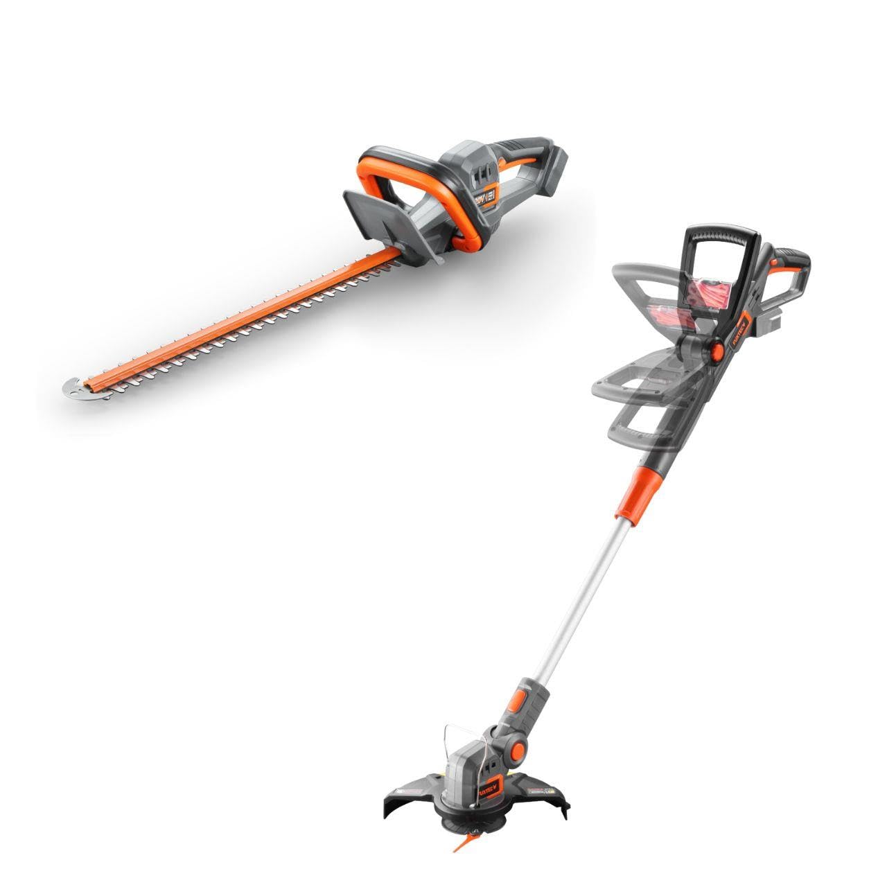 FUXTEC 20V Garten-Set FX-20VSET5 aus FX-E1RT20SET und FX-E1HS20-2,2Kg & 3,6Kg, 25cm Schnittbreite, 52cm Schnittlänge