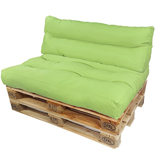 Set 2 Pieces Euro-pallet Cushions Lounge Summer Edition 2018 by proheim: 1x Seat cushion + 1x Long back cushion - Pallet Furniture water and dirt-resistant for indoor and outdoor, Colour:Lemon