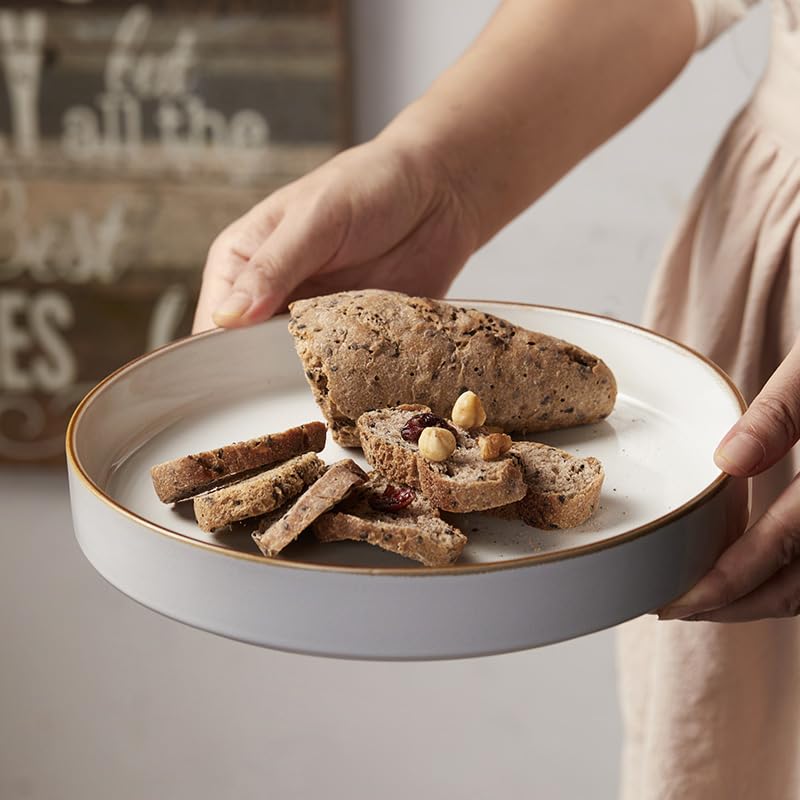 Platos para cocina de cerámica de 8.75 pulgadas, plato creativo retro, plato de sopa occidental, plato hondo para comer (5 piezas)