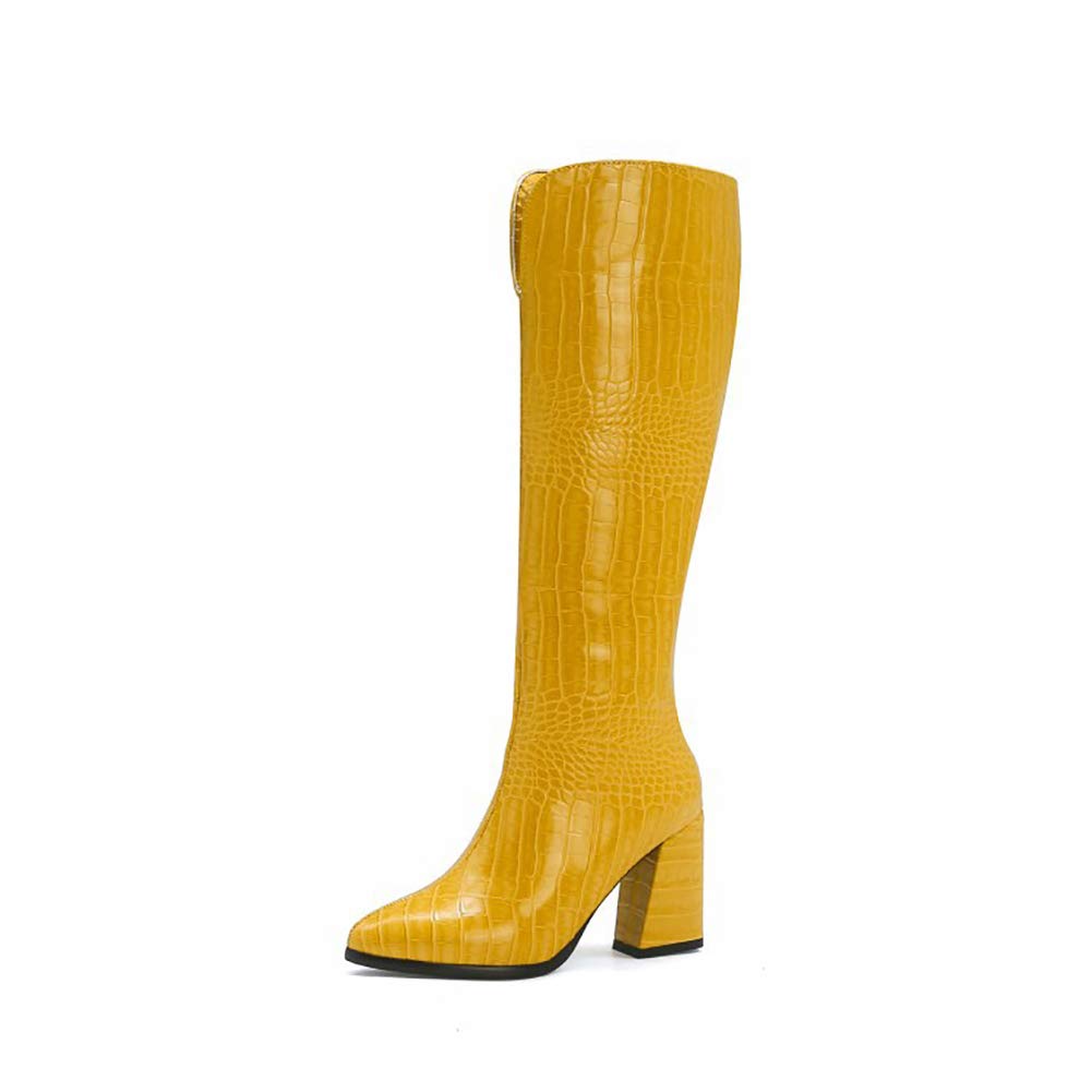 LotusTextile Stivali Alti da Donna, Scarpe Donna Color Stampa, Stivali  Tacco Alto con Tacco Spesso A Punta, Stivali Donna in Vernice, Scarpe da  Donna di Grandi Dimensioni,Giallo,43 : Amazon.it: Scarpe e borse