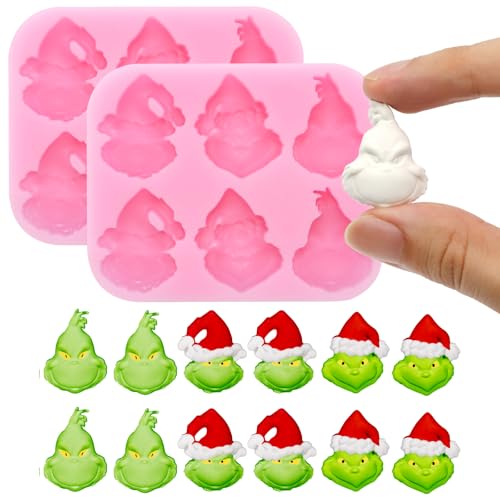 2 Pcs Christmas Chocolate Mold 3D Skull Designs DIY Pink Silicone Baking Molds Xmas Theme Food Grade...