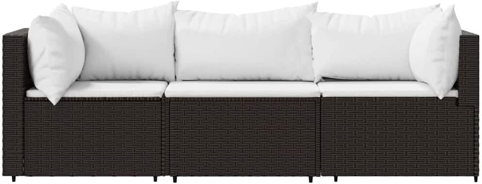 Patio Lounge Set Brown with Cream White Cushions, Outdoor Sofas, 319750