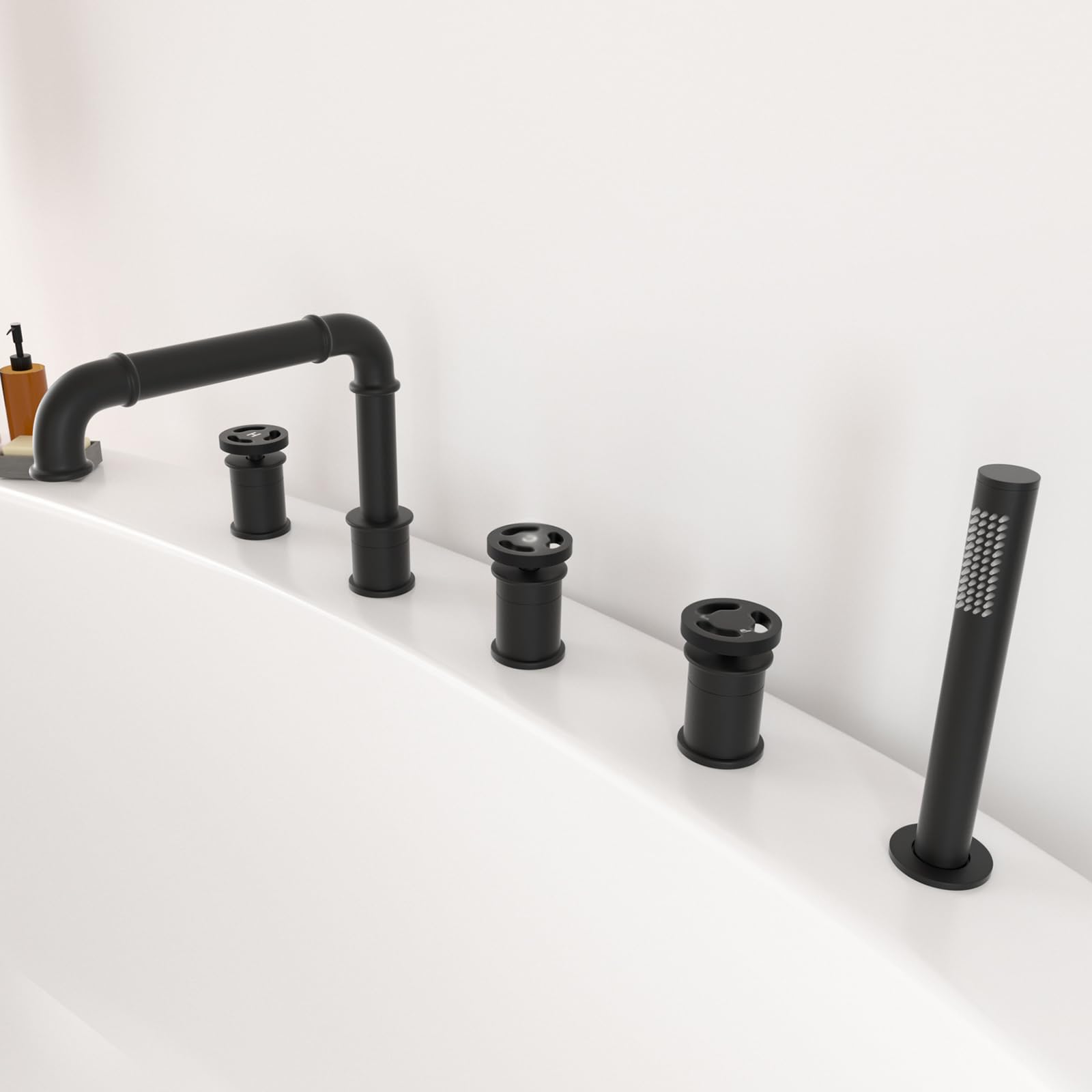 Robinet 5 trous baignoire pour eau chaude froide et douche détente BiaoTeng