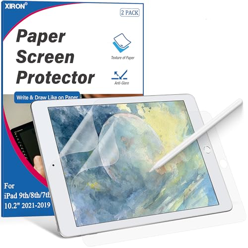 XIRON [2 Piezas] Paper Protector de Pantalla para iPad 7ª/8ª/9ª generación (10,2 Pulgadas, 2019/2020/2021), Protector de PET Mate para Dibujar, Escribir, Antirreflejo/Antihuellas