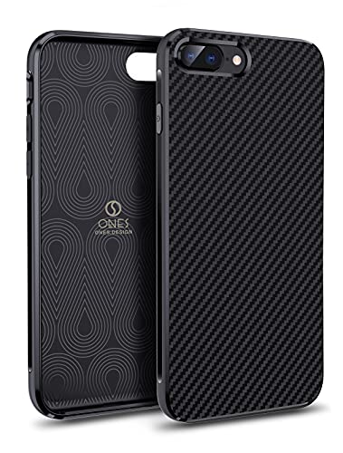 ONES Ultradun hoesje voor iPhone 8 Plus 7 Plus · Koolstofvezeltextuur [Vingerafdrukpreventie][Camera & schermbescherming][Impact Absorptie] [Antislip] · Lichtgewicht hoes Zwart