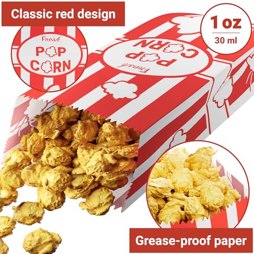 Image of CUSINIUM Red Popcorn Bags for Party (100-Pack, 1oz) - Carnival Theme - Customizable