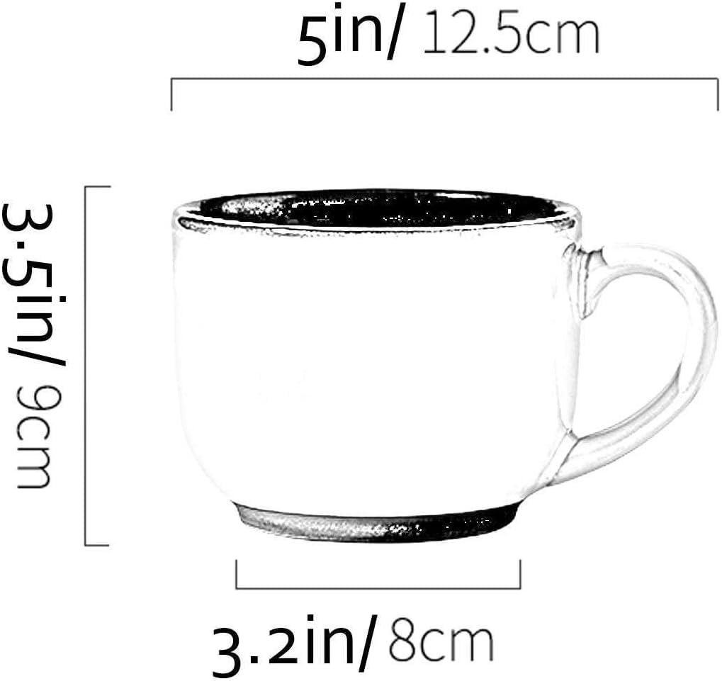 Regalos Taza de cerámica Cuencos de sopa de cerámica con mango Cuchara, Taza de café grande Leche Cereales Capuchino Taza de té Lavavajillas Microondas Apto Sopa Taza-azul-600ml/20.3oz (Color : White