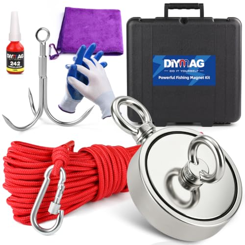 Image of DIYMAG Magnet Fishing Kit, 2000Lbs Double Sided Neodymium Magnets with Case