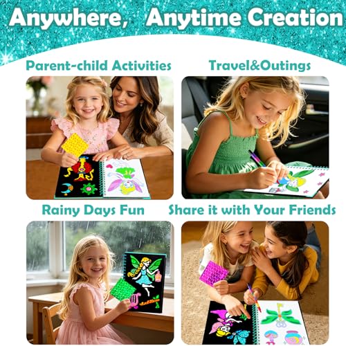 Image of FUNNYB&G Foil Art Craft Kit for Girls 4-10 Years Old: Mess-Free & No-Glue, Create 16 Sparkly Fairy Pictures - Perfect Travel Toy & Birthday Gift for Kids（Fairy）