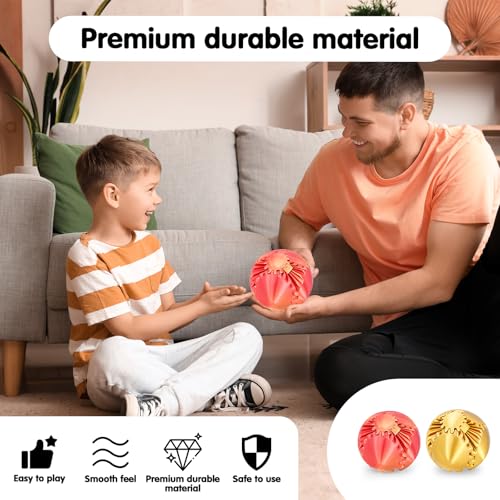 Image of Gear Ball 3D Printed Cube Fidget Toy,Gear Sphere Fidget Toys,Sensory Toys for Stress and Anxiety Relief, Desk Toy Fidget Spinners,Stocking Stuffers for Adults & Kids (Gold Red+Gold, 2.3 Inch)
