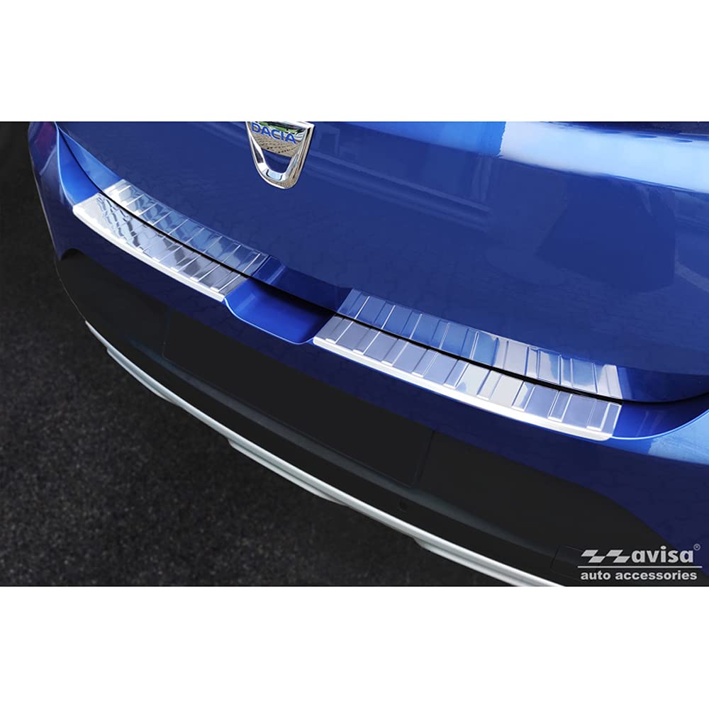 Avisa Stainless Steel Rear bumper protector compatible with Dacia Sandero III 2020-2022 & Facelift 2022- incl. Stepway 'Ribs' (2-pieces)