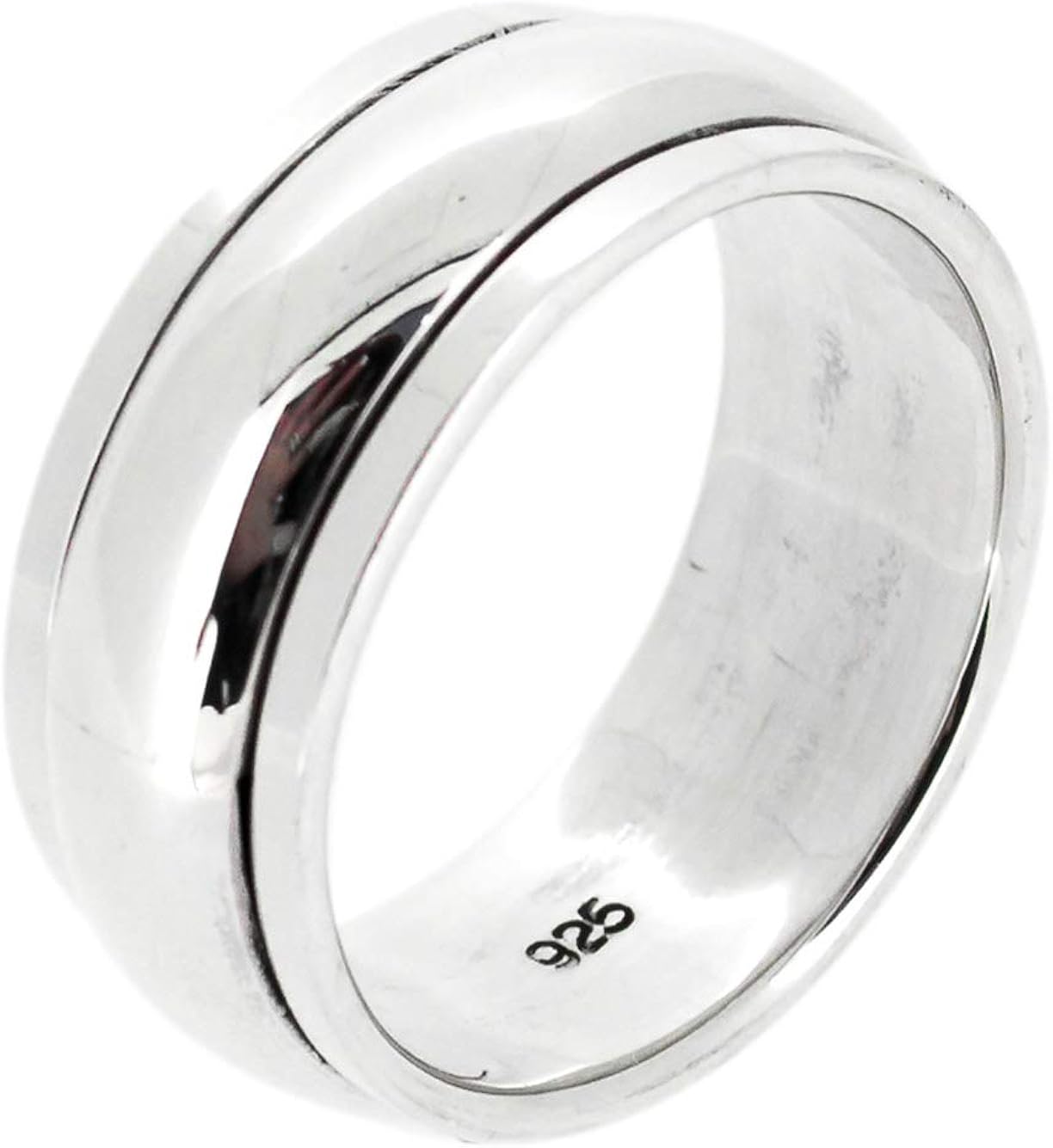 TreasureBay Anillo de plata de ley 925 para hombre de 8 mm de ancho, anillo de meditación y alivio del estrés, disponible en tamaños: R - Z